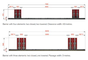 Crash Rated Barrier Dimensions